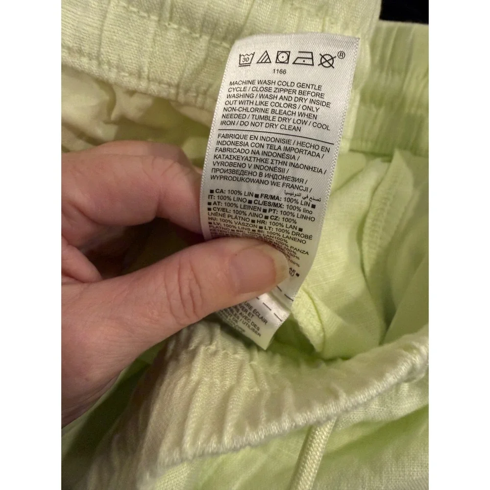 Athleta Womens XL Retreat Linen Shorts Mint Green Breathable Drawstring NEW